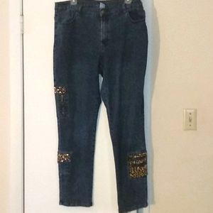 Dark denim embellished jeans